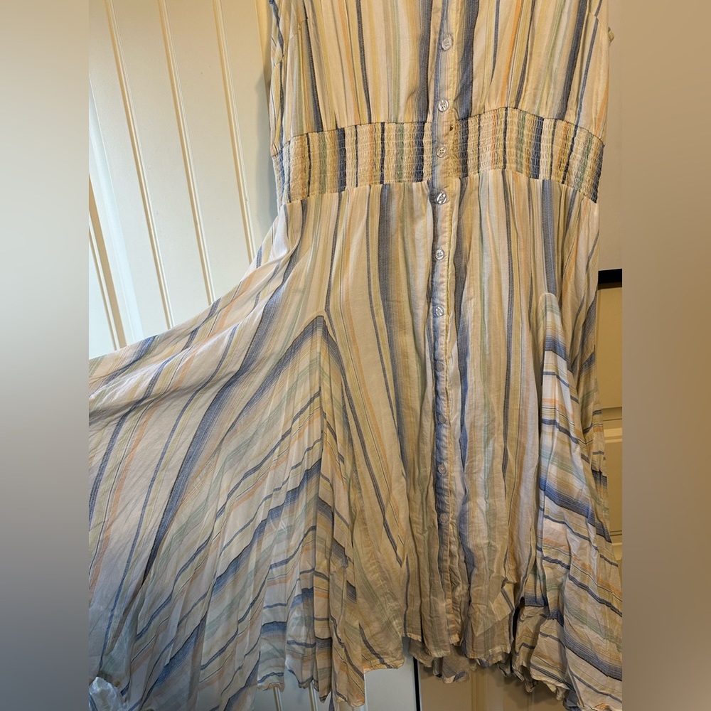 Stripped Pattern Plus Size Button Dress - image 2